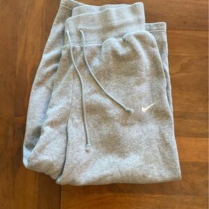 Nike Light Gray Track Joggers with White Swoosh